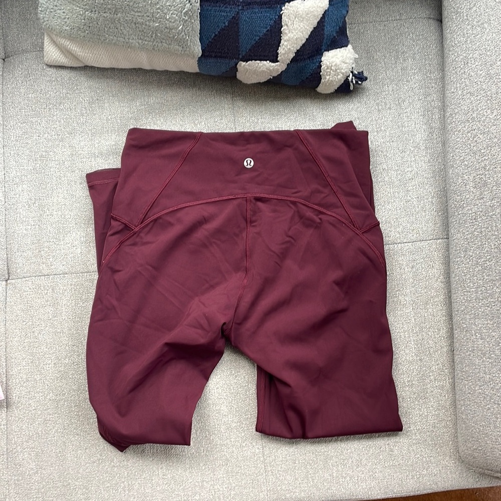 Lululemon fast and free burgundy leggings 8